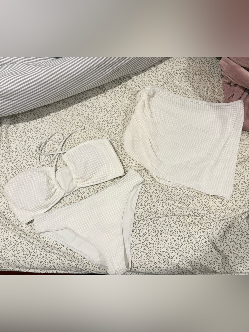 White Waffle-Knit Women's Bikini Set